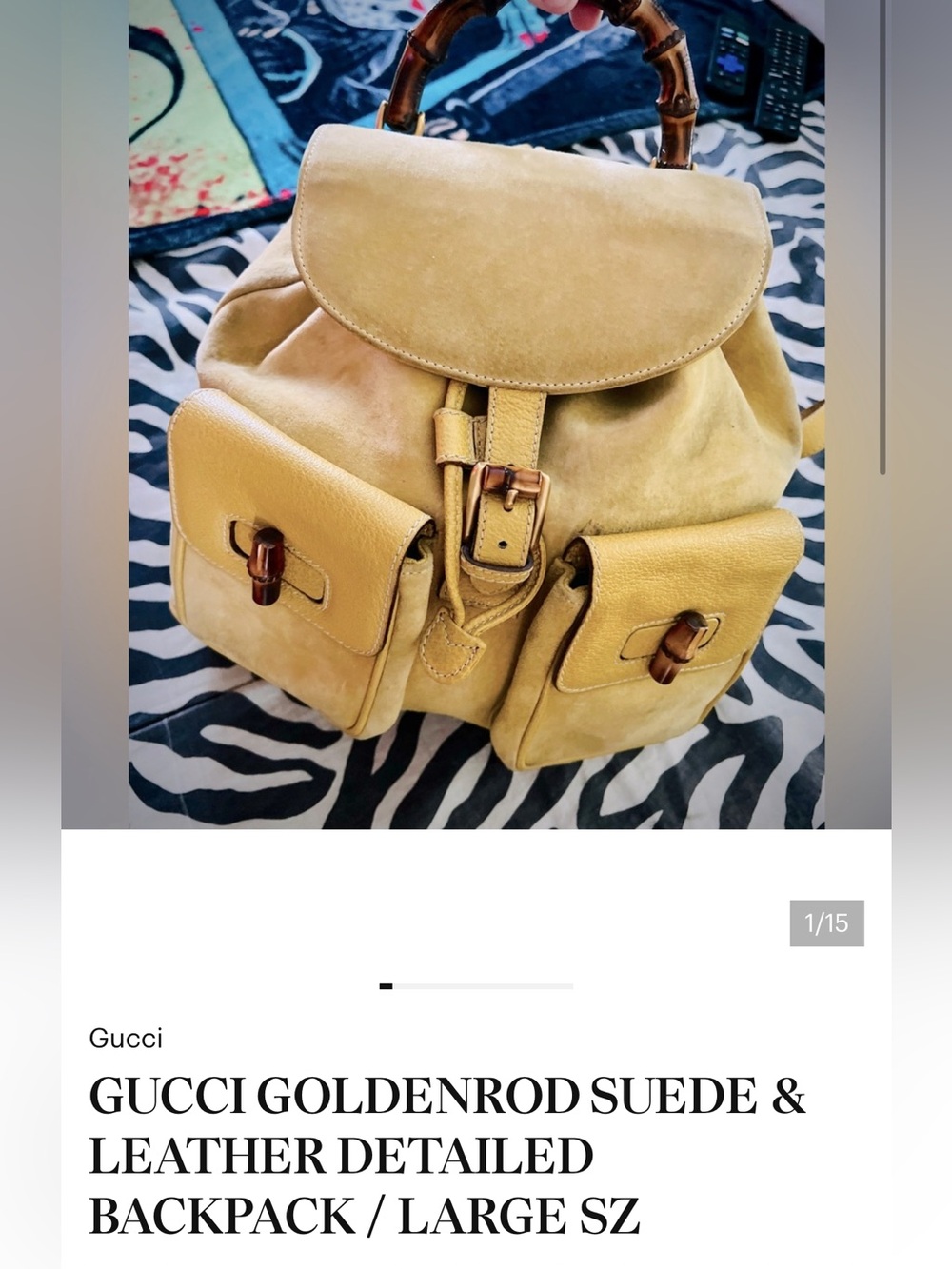 GUCCI GOLDENROD SUEDE & LEATHER BACKPACK